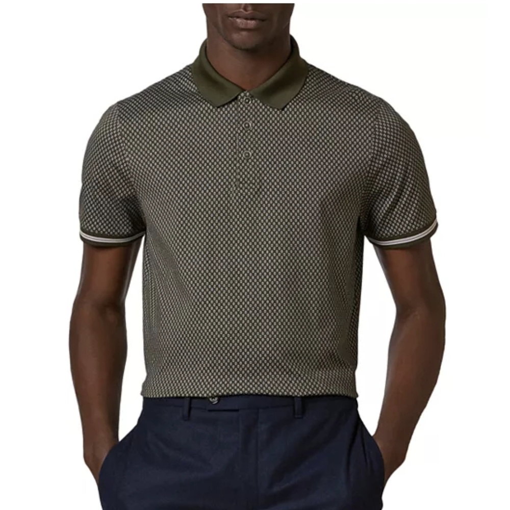 Ted Baker Green Geometric Polo Shirt